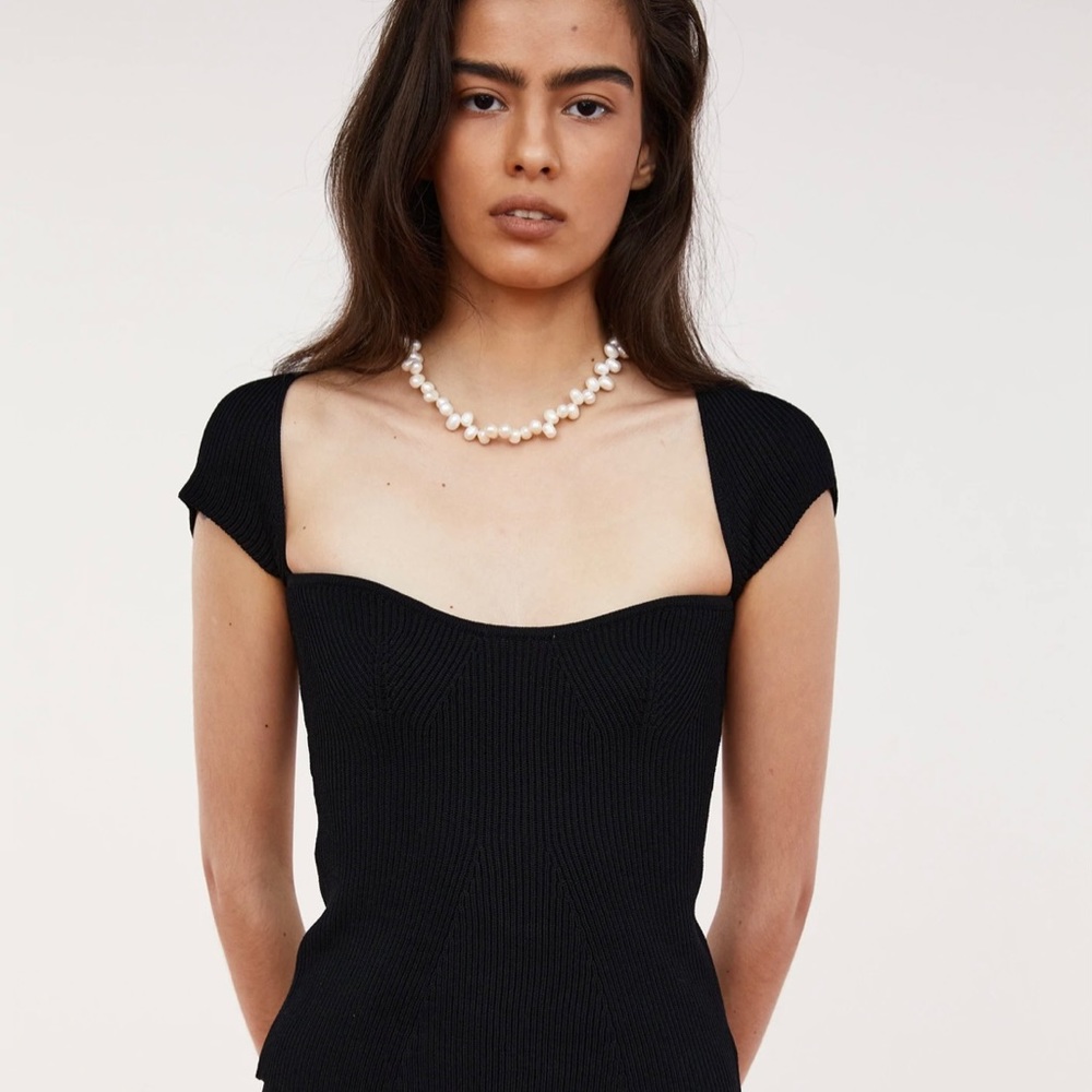 Source Unknown Black Knit Sweetheart Top